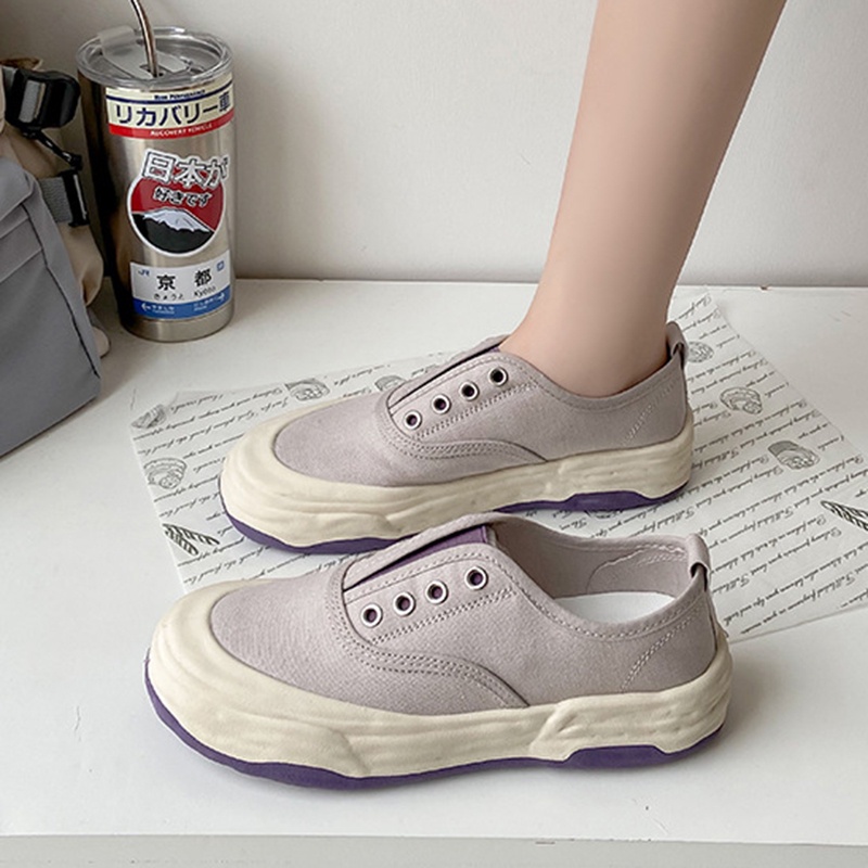 Giày canvas IELGY mũi tròn đế dày cột dây phong cách Hàn Quốc thời trang cho nữ