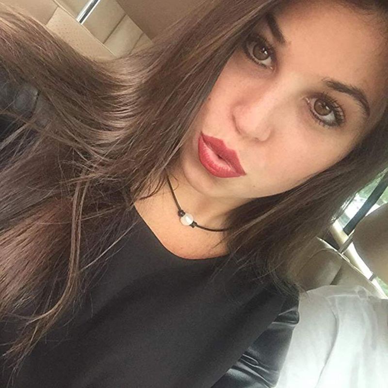 Vòng Cổ Choker Da Thật Màu Đen Đính Hạt Ngọc Trai Thủ Công ONERI Một Văn Hóa