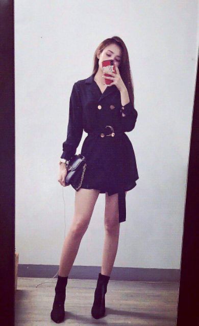 Đầm sơ mi cổ vest thời trang Ulzzang hàng Quảng Châu (ảnh thật cuối) | BigBuy360 - bigbuy360.vn