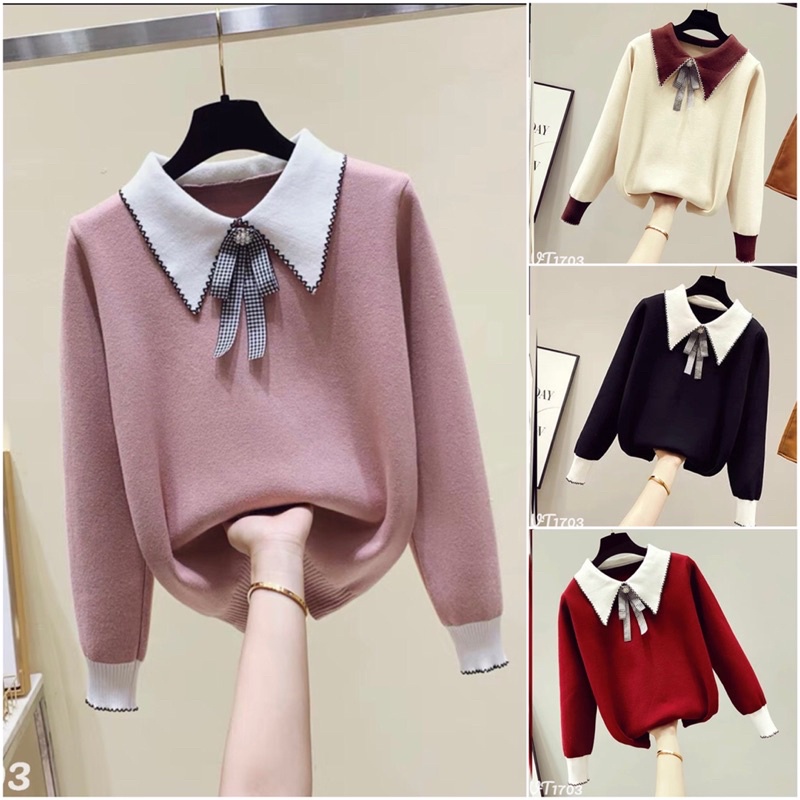 ❤️FREESHIP❤️Áo len pha cổ nơ hàng qc l1 ảnh chuẩn Uy Tín ah