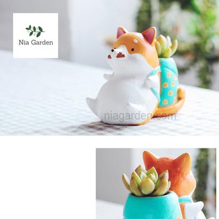 Chậu chó Corgi trồng sen đá, xương rồng - chậu hình thú