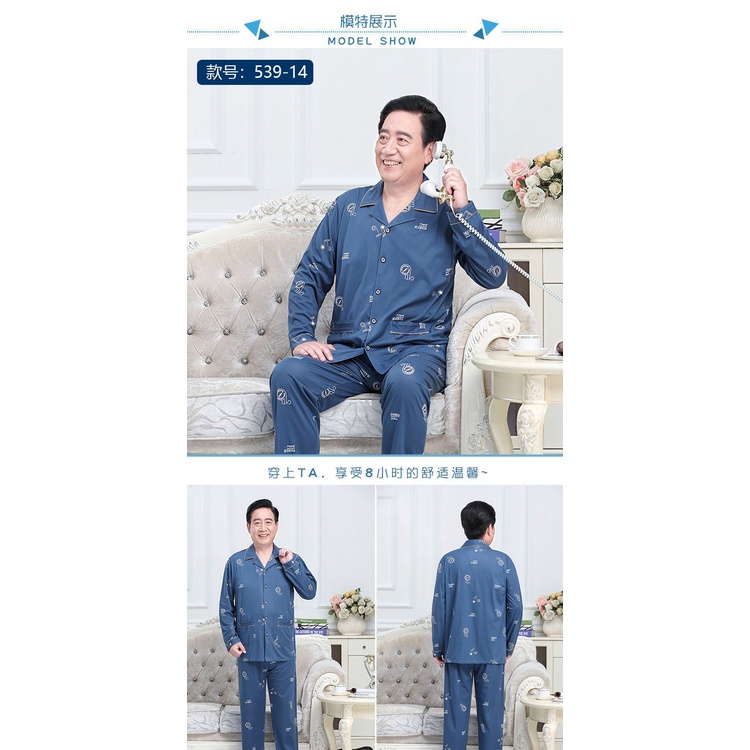 Bộ Đồ Ngủ Pijama Thời Trang Thu Đông Cho Đàn Ông Trung Niên