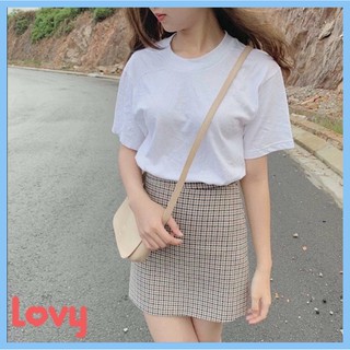 Áo thun Unisex  Basic Tee  phông trơn đen trắng tay lỡ form rộng  Lovy