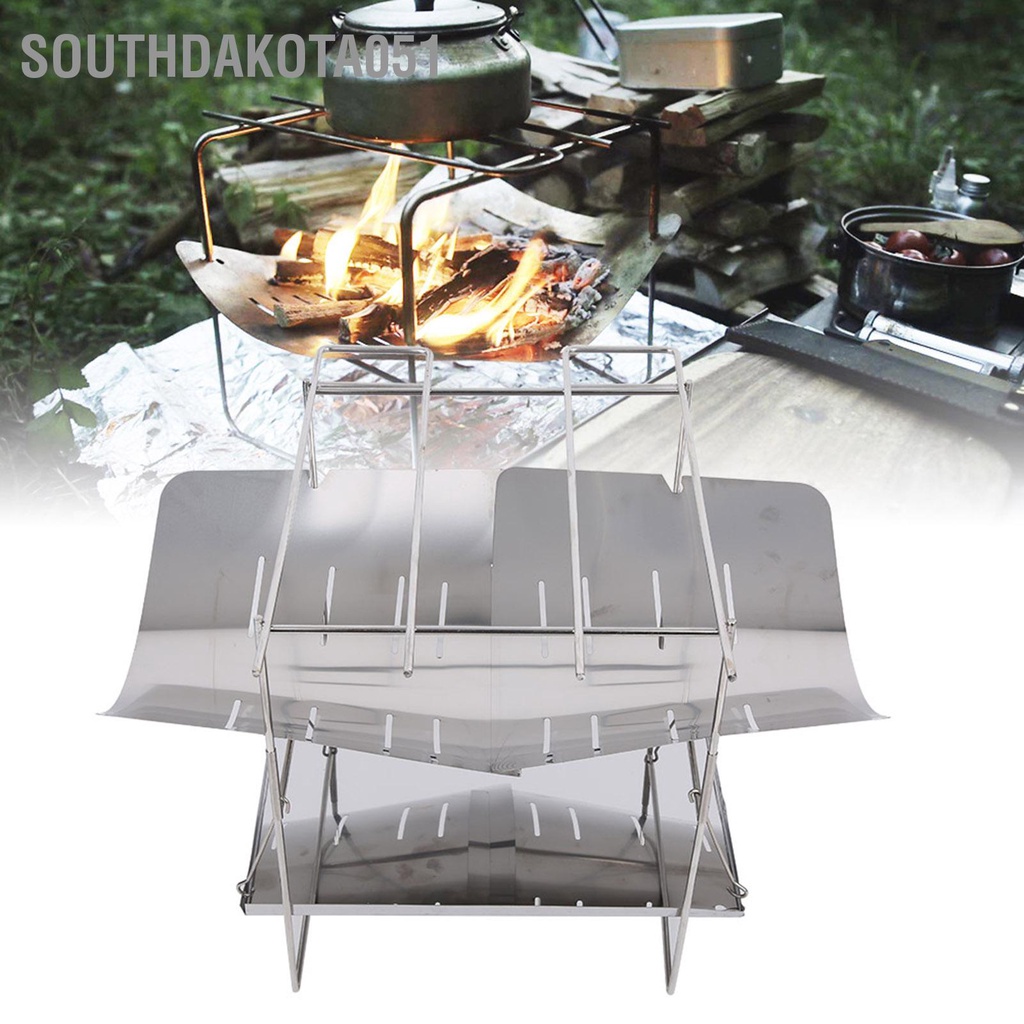 [Hàng Sẵn] Bếp Nướng Than BBQ Bằng Thép Không Gỉ Thiết Kế Gấp Gọn Tiện Dụng ngoài trời【Southdakota051】