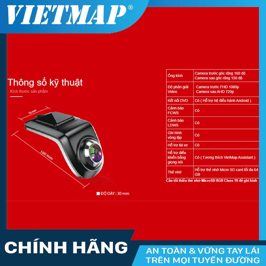 Camera hành trình ô tô VIETMAP V5 cho màn hình Android + thẻ nhớ 32/64GB Class 10