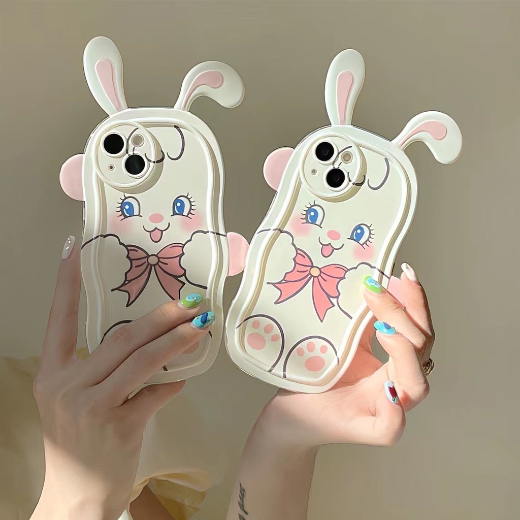 Ốp Điện Thoại Mềm In Hình Thỏ Trắng Tai Dài Cho Iphone 14 pro max 12 pro max 11 pro max xs max xr x 13 pro max plus
