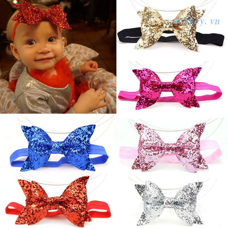 Băng Đô Nơ Đính Kim Sa Lấp Lánh Dành Cho Bé Gái