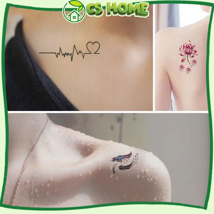 Hình xăm dán CSHome (Set 30 tấm) tatoo chống thấm nước, Miếng dán xăm giả nhiều mẫu, dán lưng, vai, ngực, hông cá tính