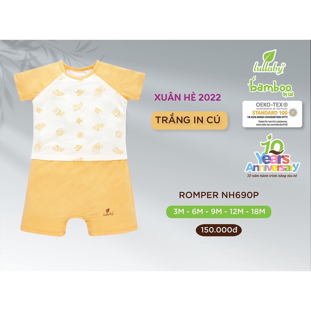 Romper, body liền quần cộc sợi tre Lullaby NH690P