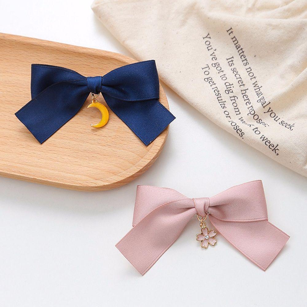 Kẹp Tóc Hình Nơ Mặt Trăng Bằng Vải Sang Trọng Cho Nữ