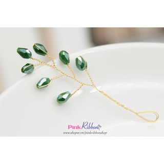 Cành pha lê 7 hạt trang trí hoa cài áo, đồ handmade, DIY, phụ kiện thời trang