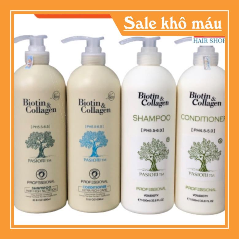 BỘ DẦU GỘI XẢ BIOTIN COLLAGEN PASIORI NEW 2022 TRẮNG SIÊU MỀM MƯỢT CHO TÓC KHÔ ITALY 1000ML*2 (Cặp)