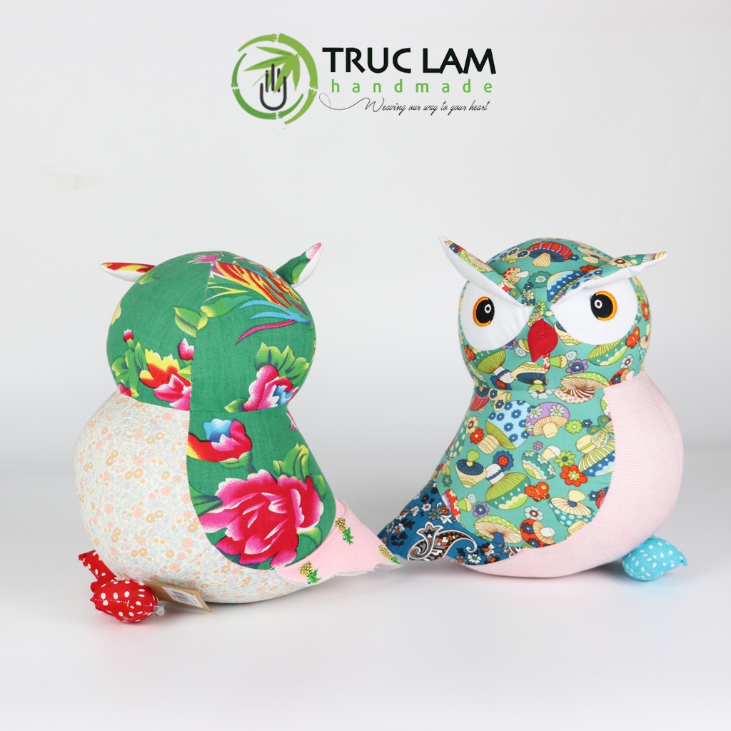 Đồ Chơi Cho Bé Thú Nhồi Bông Hình Cú Mèo Vải Hoa Bông Gòn Cao Cấp - Trúc Lâm Handmade