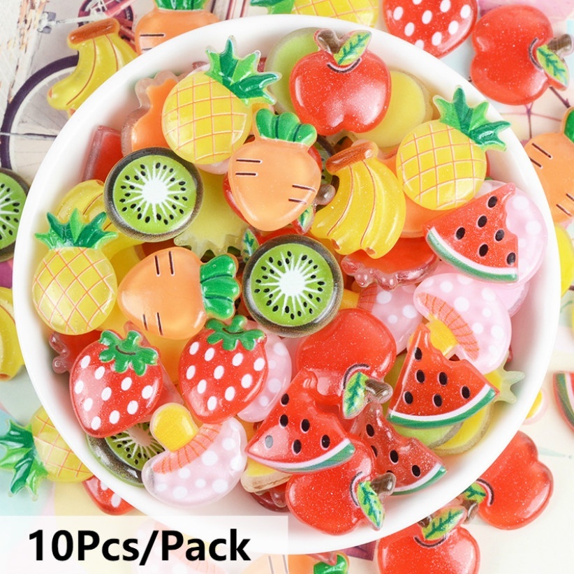 Bộ 10 phụ kiện trang trí điện thoại hình trái cây xinh xắn
