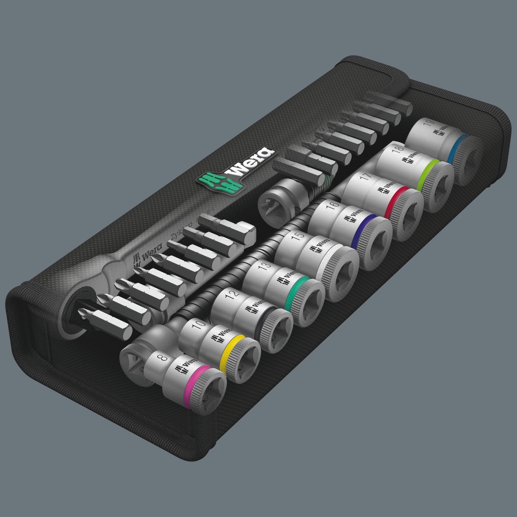 Bộ tuýp cần siết kim loại 3/8" Wera 05004048001 8100 SB 8 Zyklop Metal Ratchet Set with switch lever
