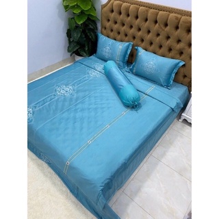 set chăn ga gối lụa chần Bông cao cấp (5 món)
