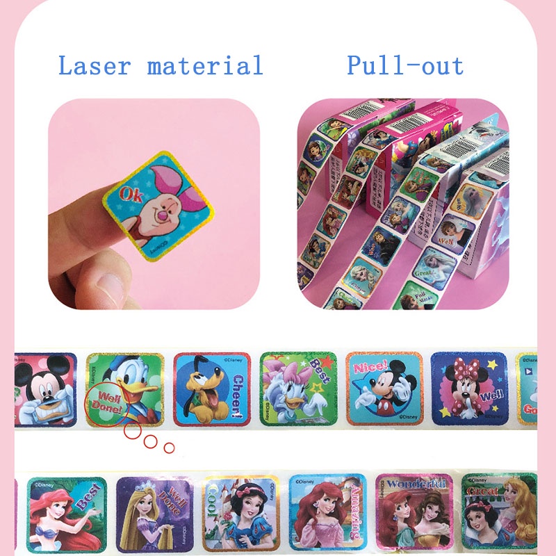 SABUY 200 cái / hộp Hình dán Disney Phim hoạt hình Frozen Elsa Mickey Sofia Princess Sticker Toy for Children Kids Girls