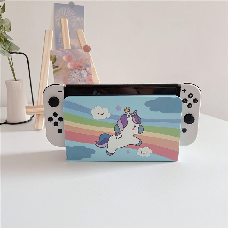 Ốp Bảo Vệ Máy Chơi Game Nintendo Switch V1 / V2 Hình Kỳ Lân Cầu Vồng Xinh Xắn