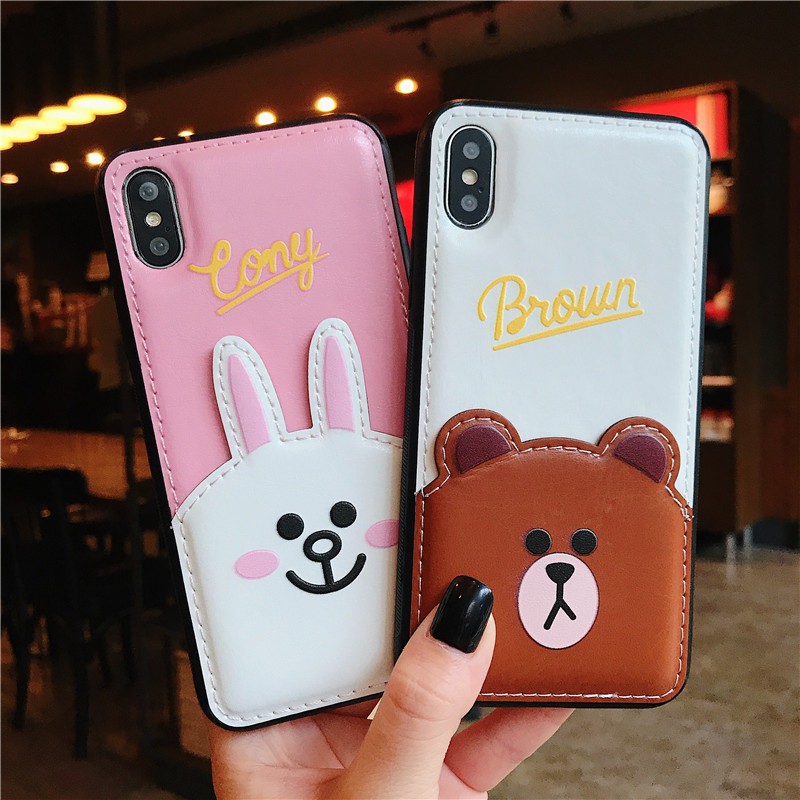 ốp lưng iphone kiêm ví tiện lợi hình gấu và thỏ ốp iphone đủ mã từ 6 đến xs max n70