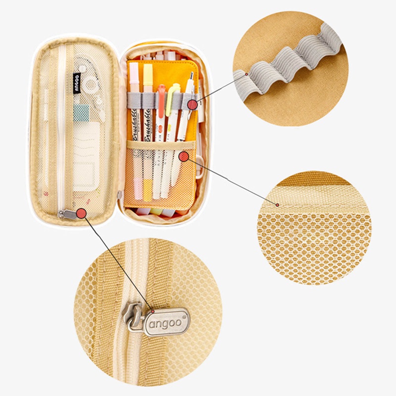 Túi đựng bút vải canvas gấp gọn cỡ lớn 22x11x6.5cm