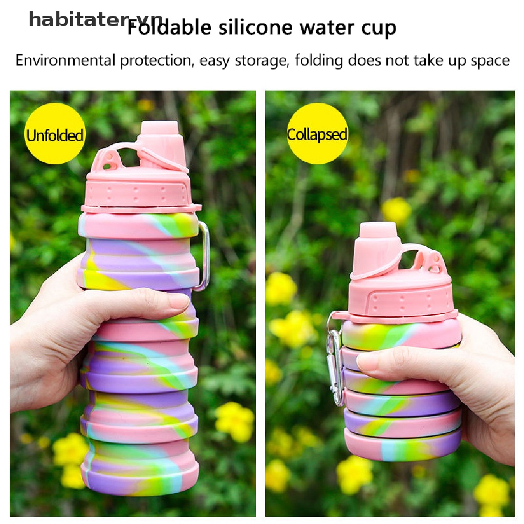 Bình Nước Silicone 500ml Có Thể Gấp Gọn Tiện Dụng