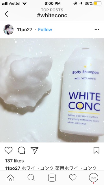 SỮA TẮM TRẮNG DA WHITE CONC BODY SHAMPOO