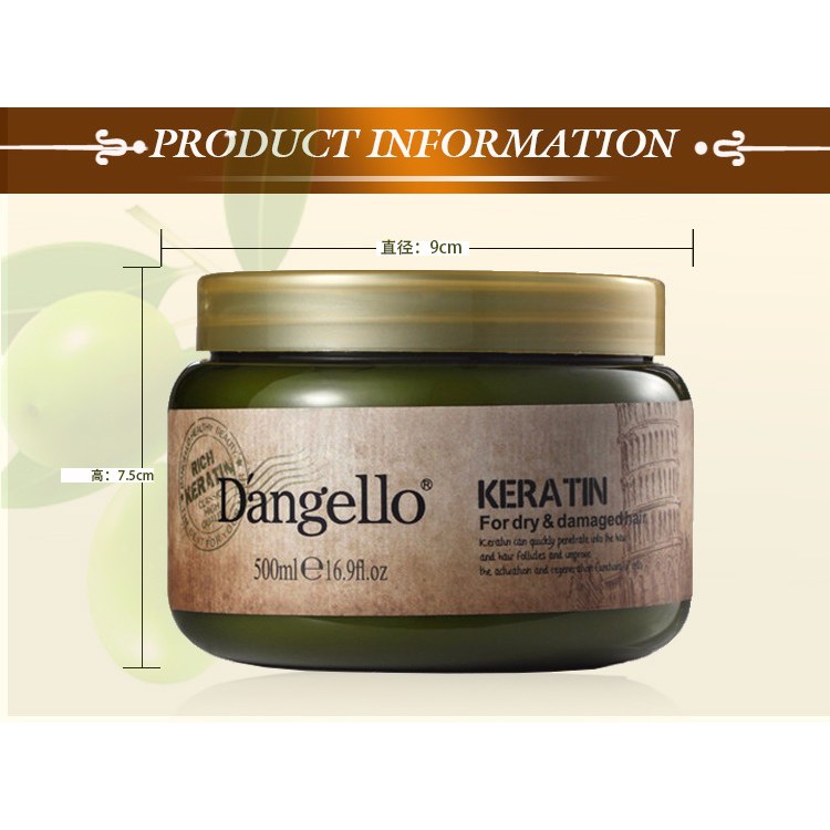 Hấp phục hồi hư tổn cho tóc khô sơ Dangello Keratin Mask 500ml