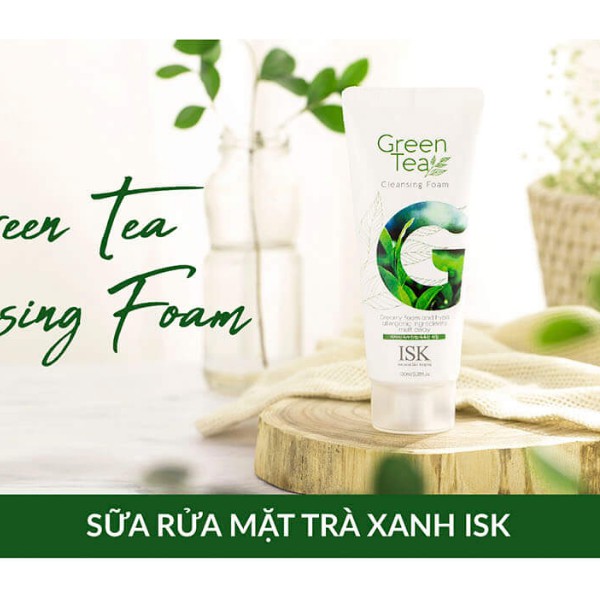 Sữa rửa mặt dưỡng ẩm chiết xuất từ trà xanh ISK Green Tea Cleansing Foam 100ml - Hàn Quốc Chính Hãng