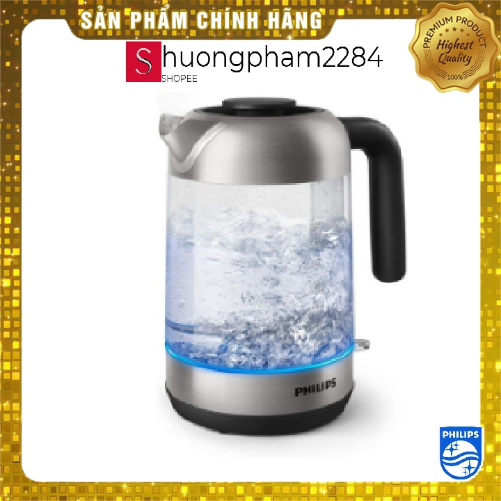 Ấm siêu tốc Philips 1.7L HD9339 màu đen (thủy tinh) - Hàng chính hãng