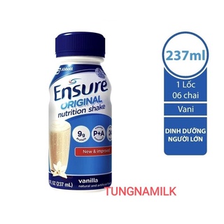 Sữa nước pha sẵn  Ensure Original vị vani, chai 237ml, lốc 6 chai