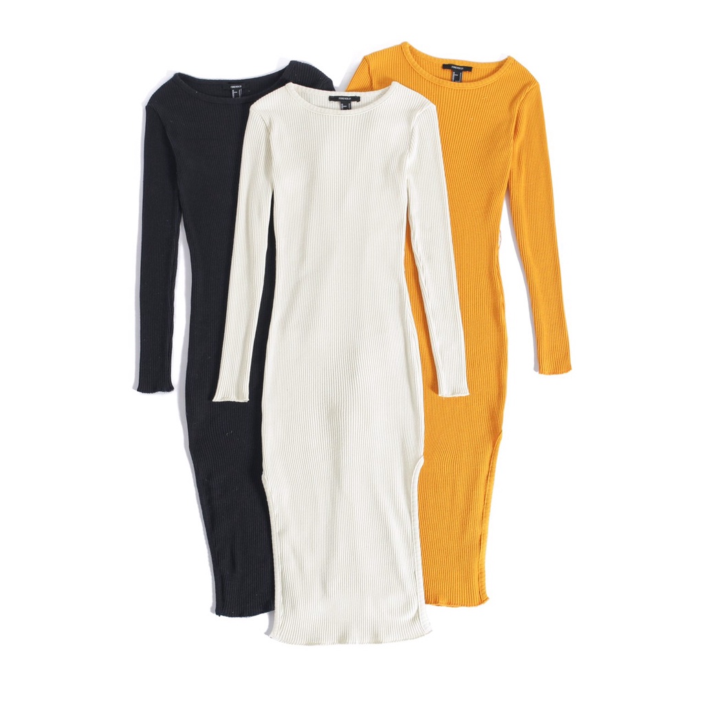đầm len body dài tay có xẻ f21 xịn vnxk