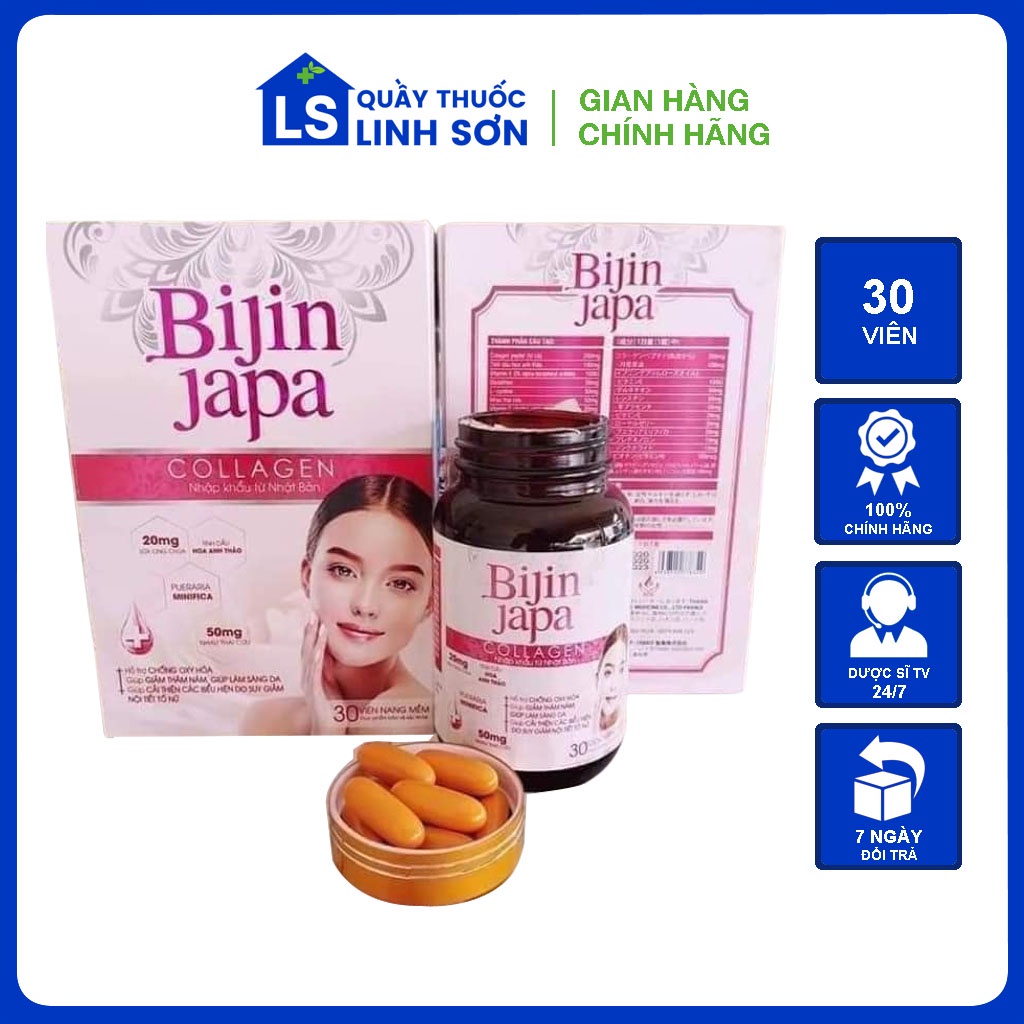 Viên uống collagen Bijin japa hỗ trợ làm trắng da, đẹp da, giảm thâm nám 30 viên