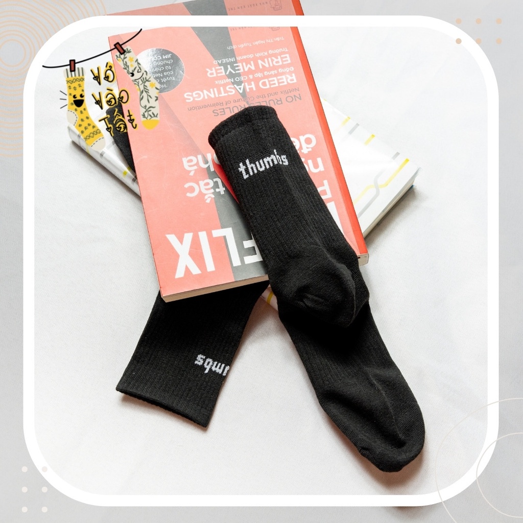 TẤT VỚ CỔ CAO UNISEX CHỮ P CÓ BO CHUN BÀN CHÂN