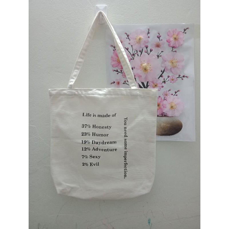 Túi tote vải canvas LIFE ( Có khóa kéo)
