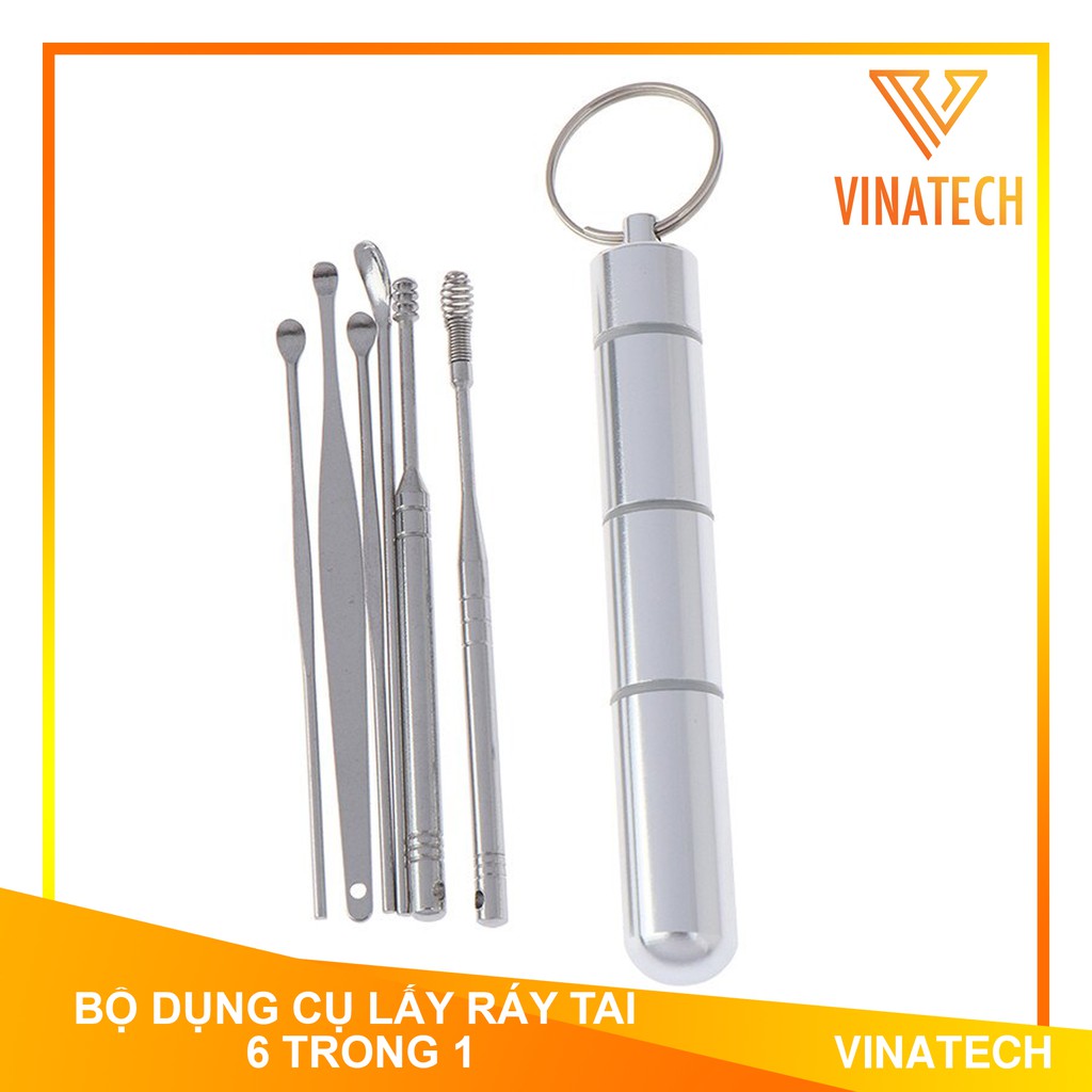 BỘ DỤNG CỤ LẤY RÁY TAI 6 MÓN THÉP KHÔNG GỈ ĐA NĂNG, AN TOÀN, VỆ SINH