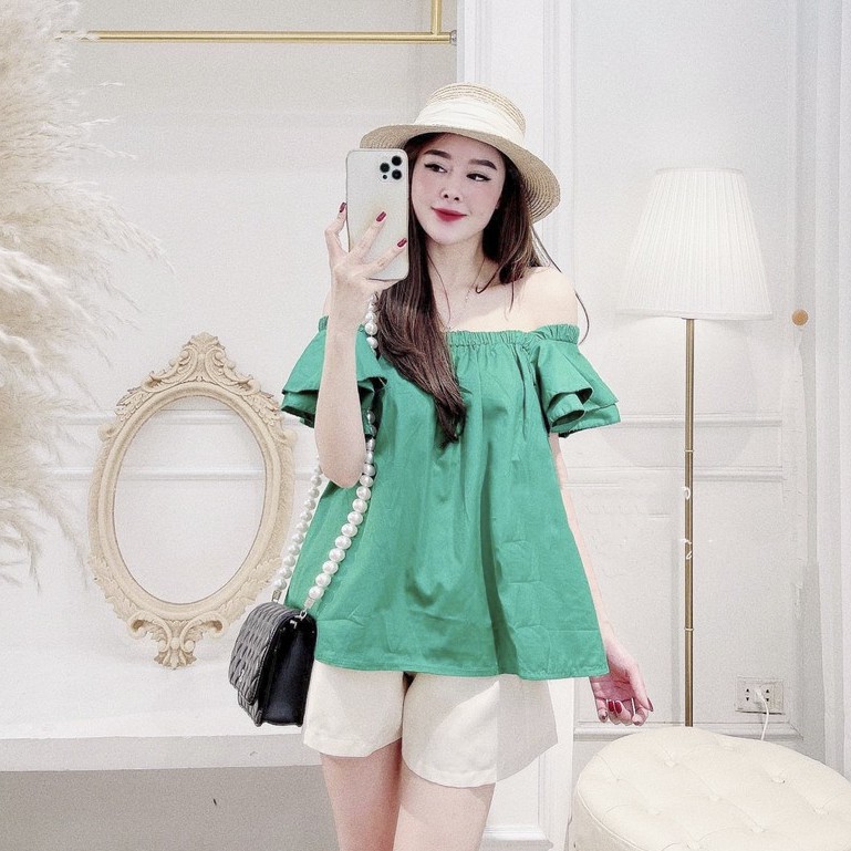  Set Áo Trễ Vai Hồng Mix Quần Sooc Nữ Hot Trend | BigBuy360 - bigbuy360.vn