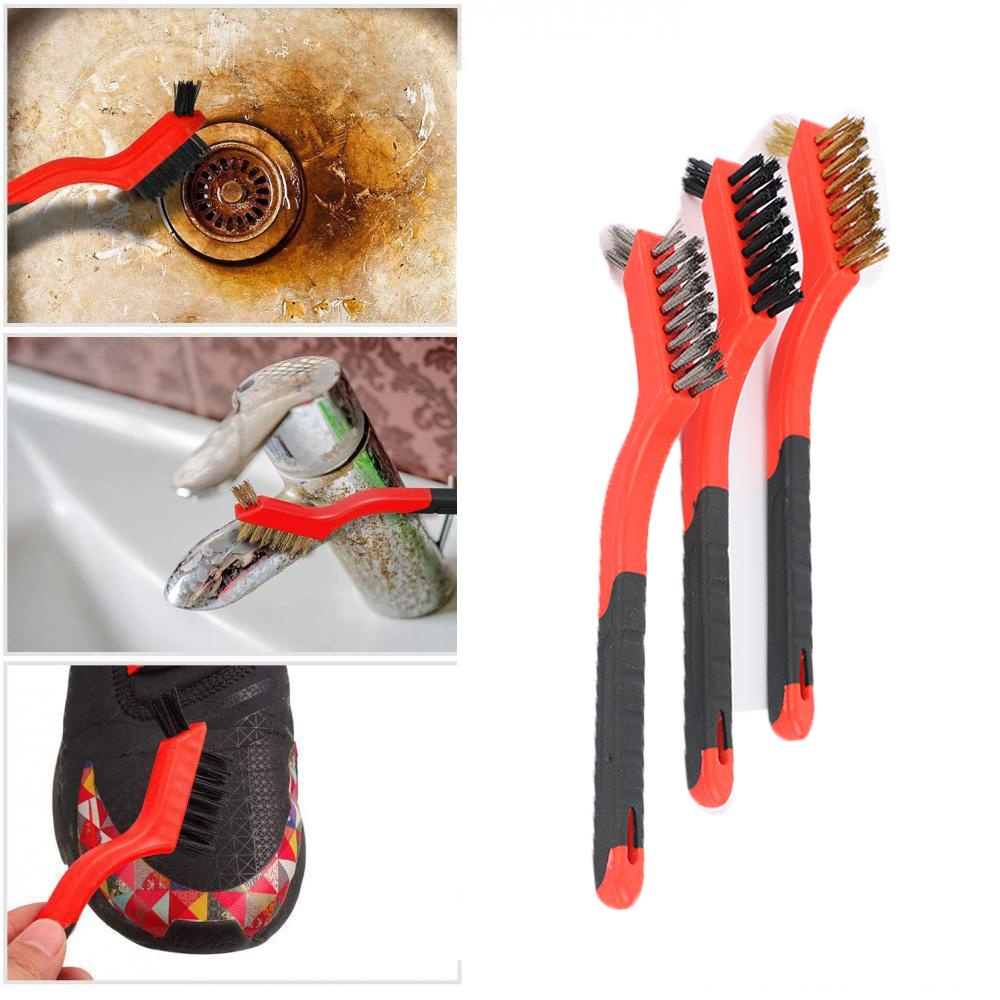 Bàn Chải Sợi Nylon Tay Cầm Cong Bằng Đồng Thau Dùng Chà Rửa Khử Nhiễm Mạnh