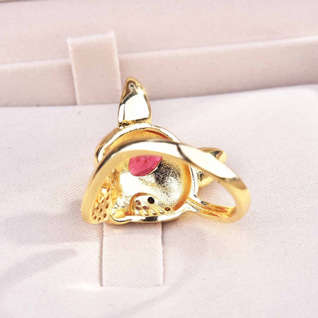 (MớI) Nhẫn Hở Mạ VàNg 18K ĐíNh Đá Ruby Cá TíNh Cho Nữ-JHS3-A