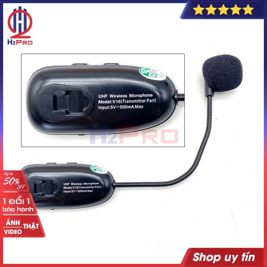 Micro trợ giảng không dây cao cấp Zansong V16 H2pro thu phát 50m-sóng khoẻ-mic rõ (1 chiếc)(Quà:đầu chuyển 3.5mm ra 6ly)