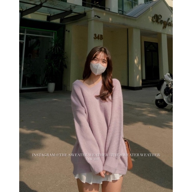 (Ảnh thật) Áo len cổ V hạt gạo màu trơn bo gấu the.sweaterweather TSW | BigBuy360 - bigbuy360.vn