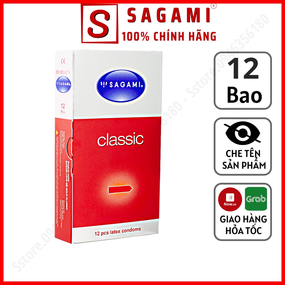 Bao Cao Su Sagami Classic – BCS Mỏng Nhiều Gel - Kiểu Truyền Thống - Hộp 12 Chiếc BCLS12