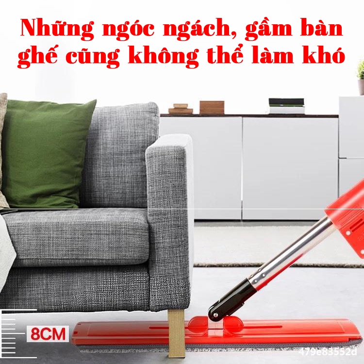 Cây lau nhà tự vắt đa năng tặng kèm 2 miếng lau, cán dài 1m2 tiện dụng