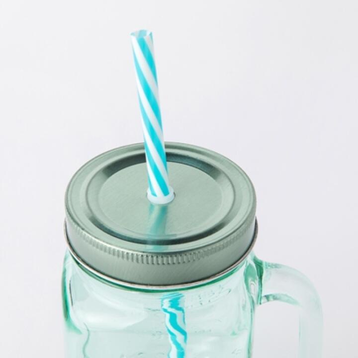 Cốc Thủy Tinh ARTBOX Hàn Quốc Mason Jar Có Ống Hút Màu Xanh Green Tươi Mát