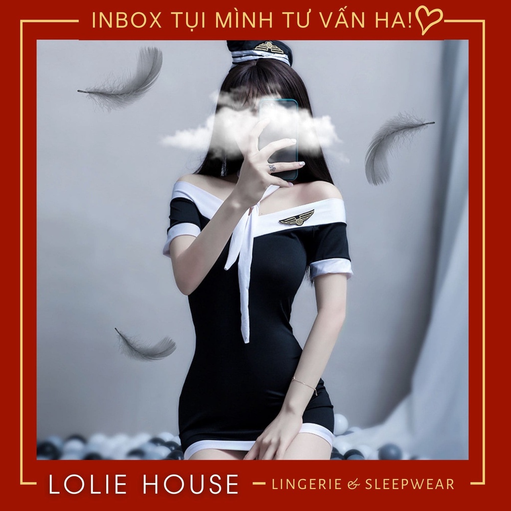 Cosplay tiếp viên hàng không sexy dáng váy đầm ngủ body cosplay cơ trưởng LOLIE HOUSE - CP48