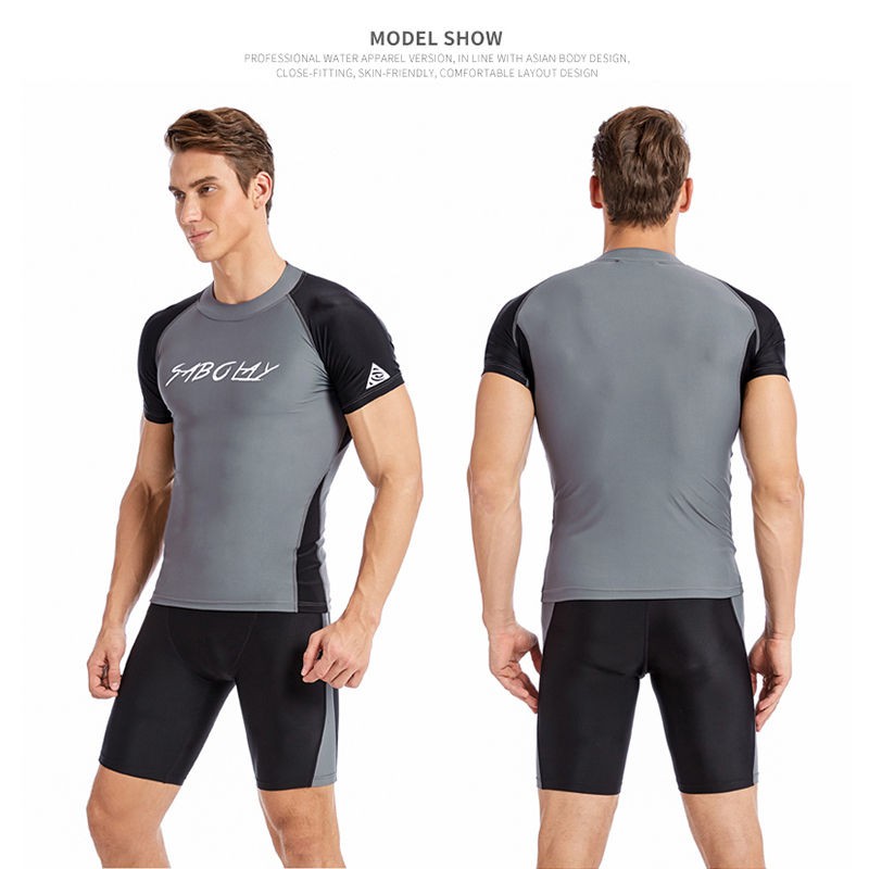 Professional men's swimsuit suit for adults to increase the speed of short-sleeved jackets 5 points short body swimsuit