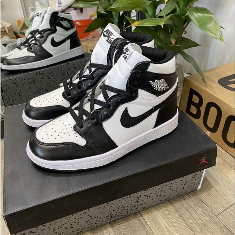 Giày thể thao 𝐉𝐨𝐫𝐝𝐚𝐧 1 Panda cao cổ, Giày sneaker JD1 trắng đen cổ cao full box