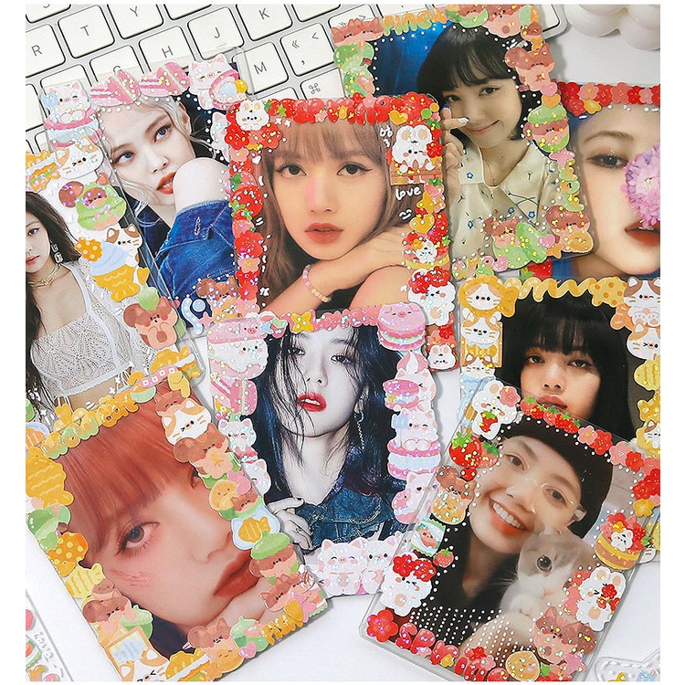 Peach 2Pcs Cute bunny kitten decorative border stickers