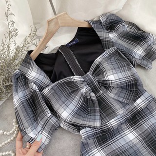 ĐẦM CARO CỔ U NƠ NGỰC (KÈM VIDEO HÌNH THẬT)