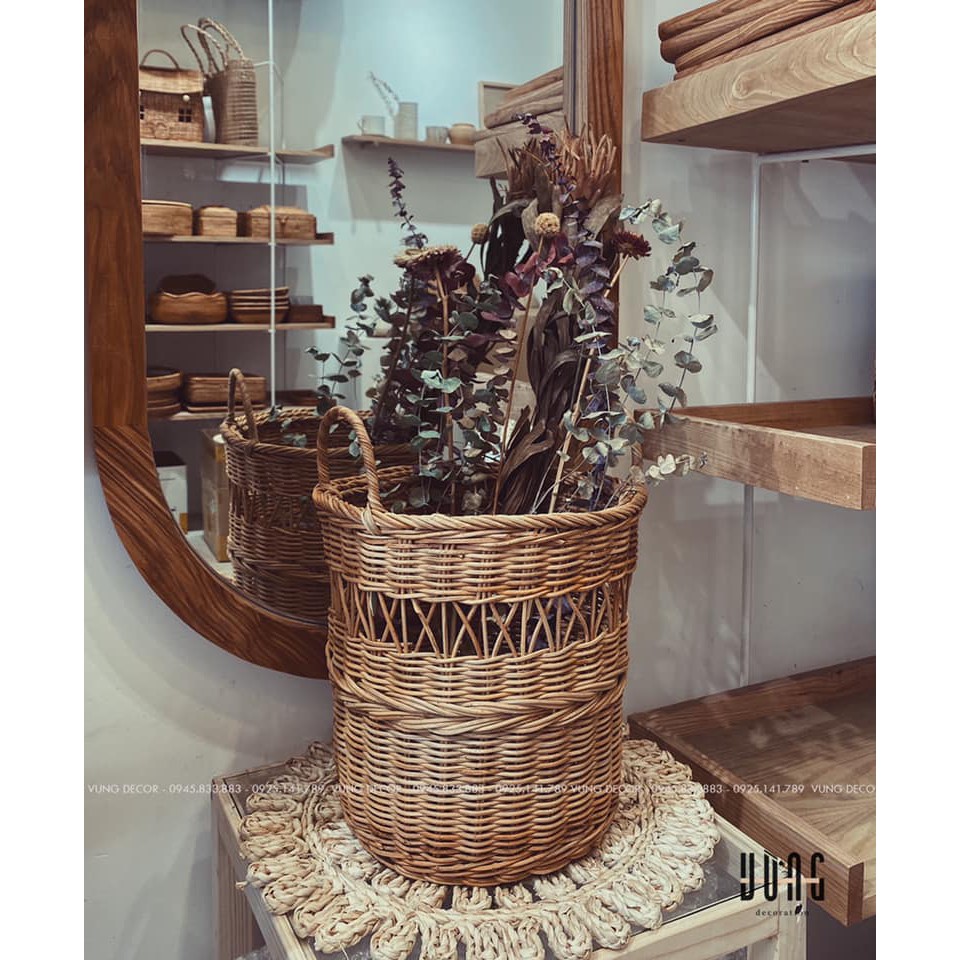 GIỎ MÂY CẮM HOA KHÔ
