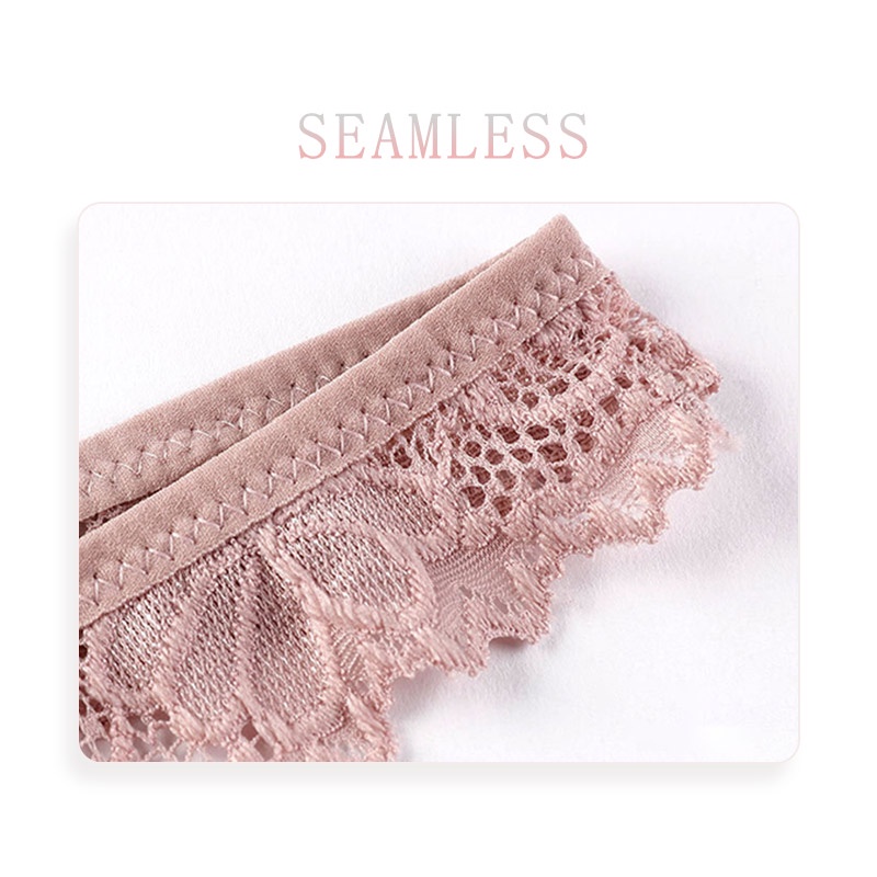 Set 3 quần lót ren trong suốt ZXYOUPING lưng thấp đính nơ quyến rũ cho nữ